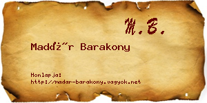 Madár Barakony névjegykártya